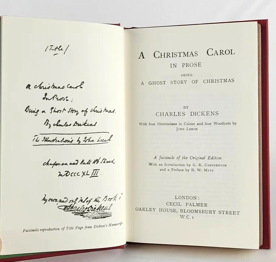 A CHRISTMAS CAROL Deluxe 1843 Original 1st edition Facsimile Charles Dickens NEW