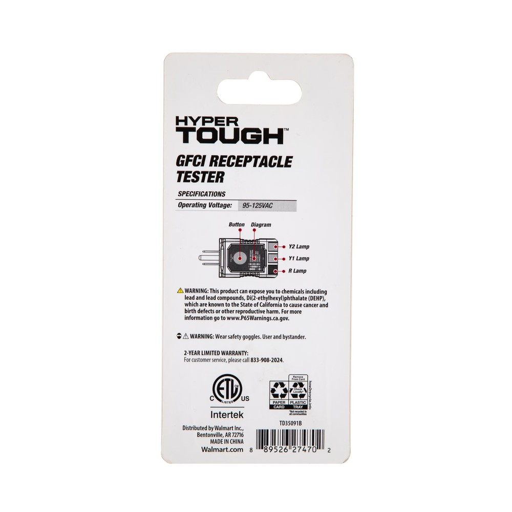 Hyper Tough GFCI Receptacle Tester