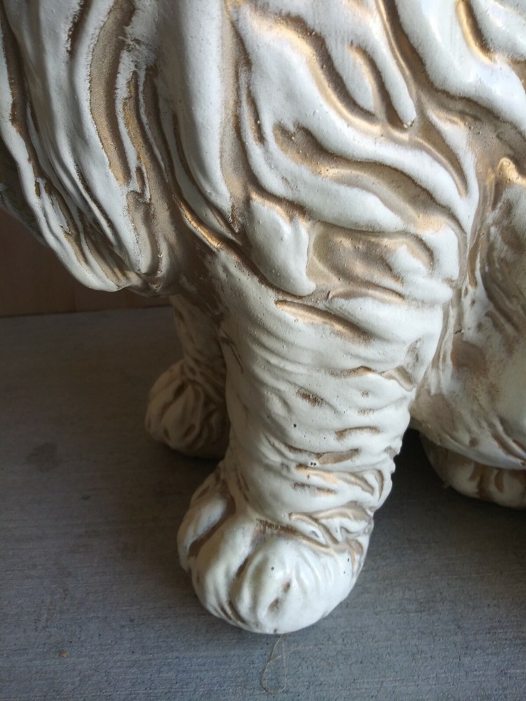 WHITE FLUFFY CAT PERSIAN KITTY CAT CERAMIC LARGE