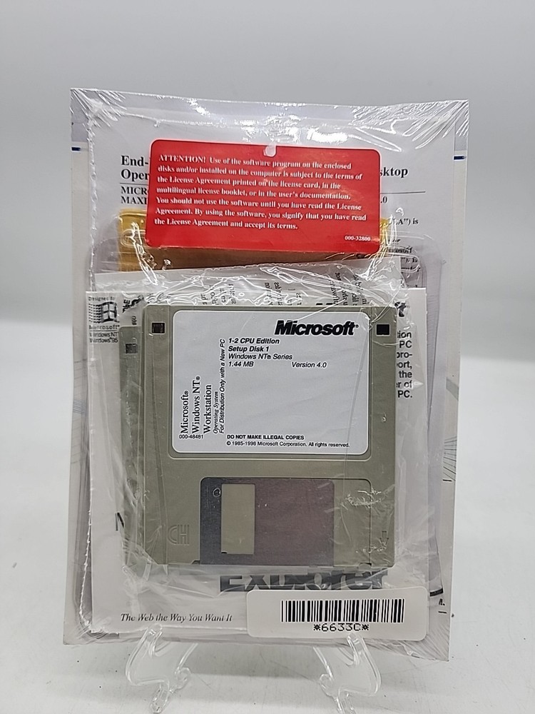 New sealed WINDOWS NT 4.0 Workstation CD & Floppy disk