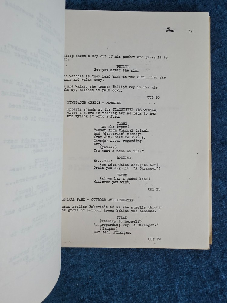 MADONNA DESPERATELY SEEKING SUSAN MOVIE SCRIPT (early version)