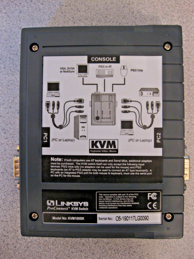 Linksys KVM100SK ProConnect KVM 2-Port Computer Switch & Combo Connection Cables