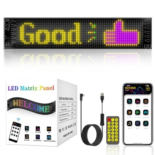 LED Sign for Car - 7"x3" Flexible LED Matrix Panel | DIY Programmable Small