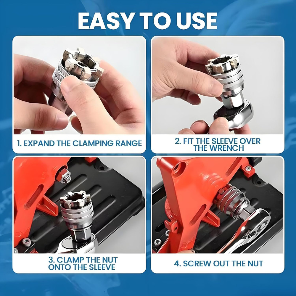 Upgraded Adjustable Universal Socket Wrench, Manual Socket Wrench, Multifunction