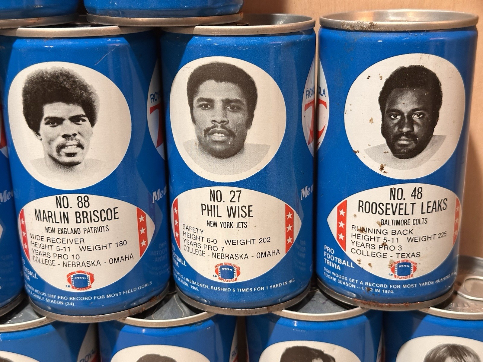 Vintage 1970's RC Royal Crown Cola NFL Football Cans - You Choose Player