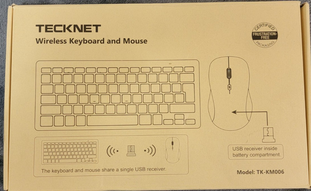 TECKNET Wireless Keyboard and Mouse Combo – USB Receiver – Model TK-KM006