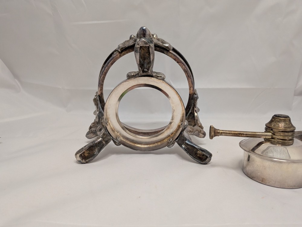 Antique silver pot burner with adjustable wick