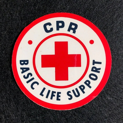 American Red Cross CPR Basic Life Support Sticker (peel back) - Round