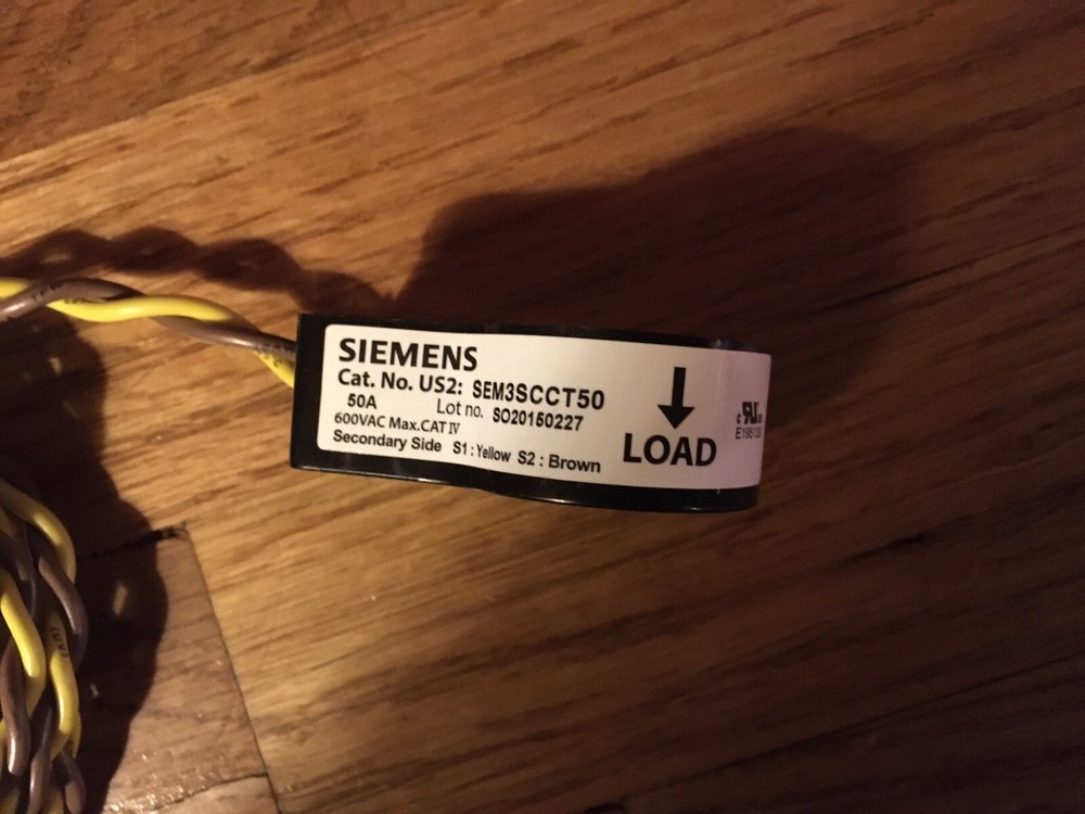 Siemens Cat. No. US2: SEM3SCCT50 Solid Core Current Transformer 600VAC Max 50amp