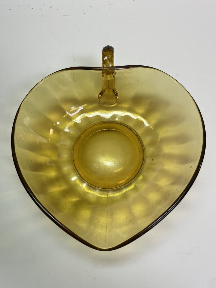 Vintage Amber Heart-Shaped Dish