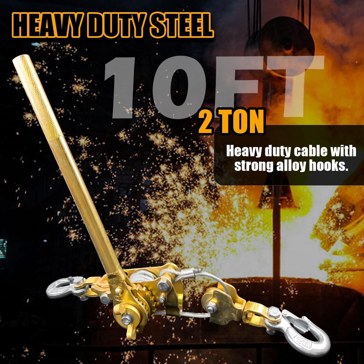 Come Along 2 Ton Enhanced 10FT Cable Winch Puller Heavy Duty Hand Puller 4400LB