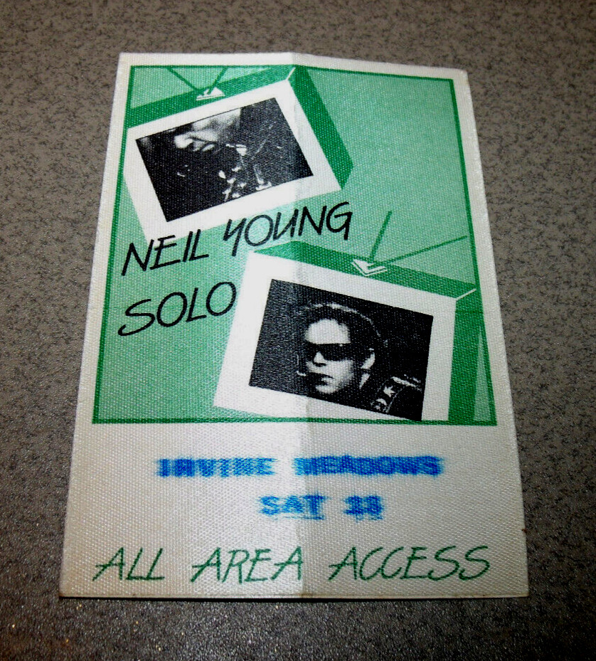 Neil Young 1983 Cloth All Area Access Backstage Pass Irvine Meadows Amphitheater