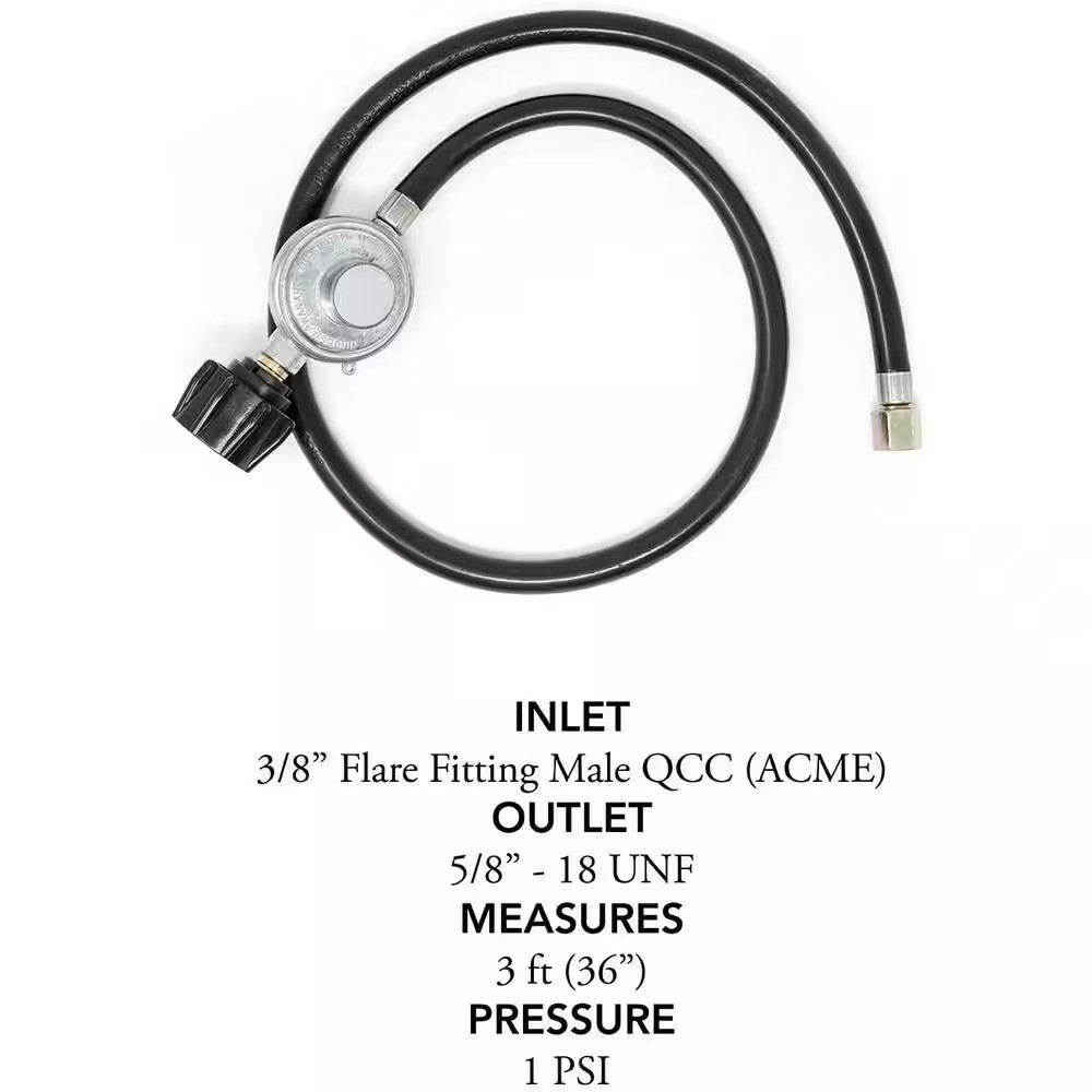 3 Ft. Gas One Propane Regulator and Hose