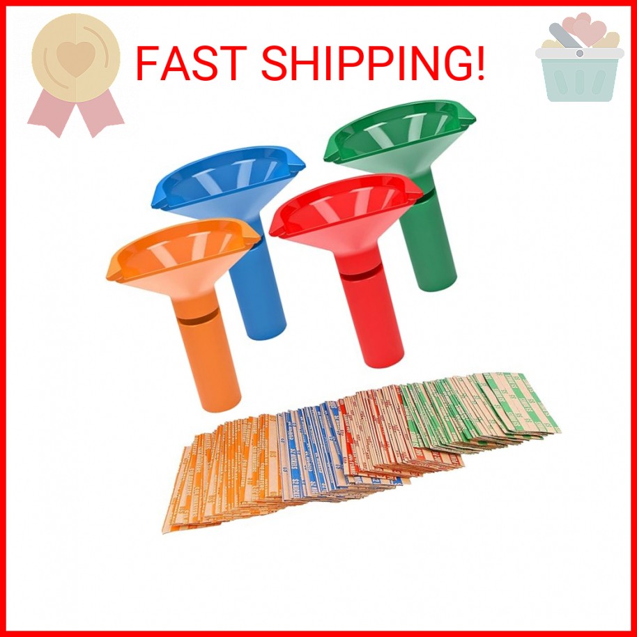 Coin Storage Sorter Tubes 4 Color Coded Counters Assorted Wrappers