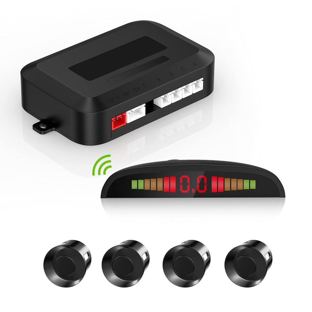 Cordless Parking Sensor, Reverse Sensor System with 4 Car Backup Sensors, LED...