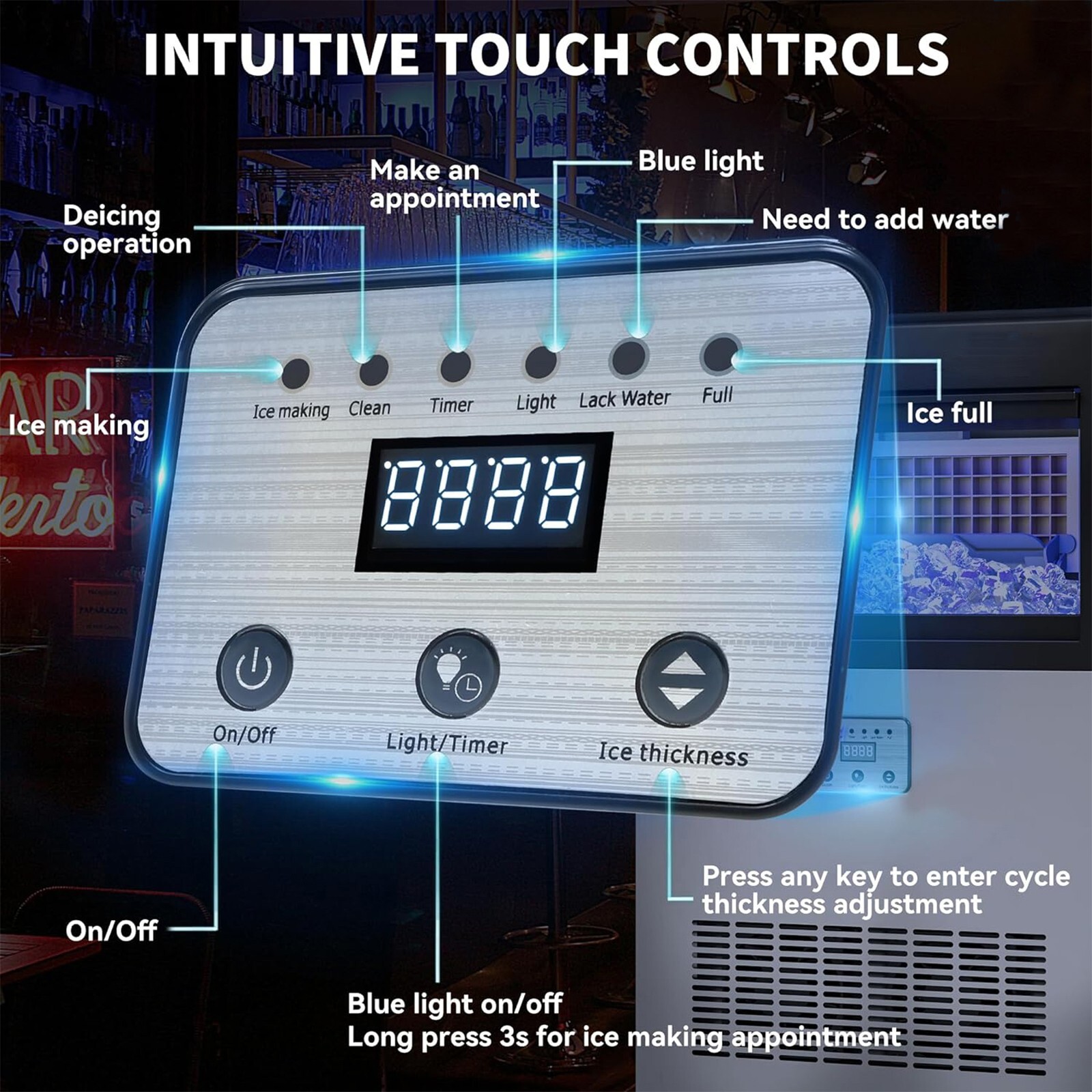 Commercial Ice Maker 100lbs Ice Built-in/Freestand Cube Machine Restaurant New