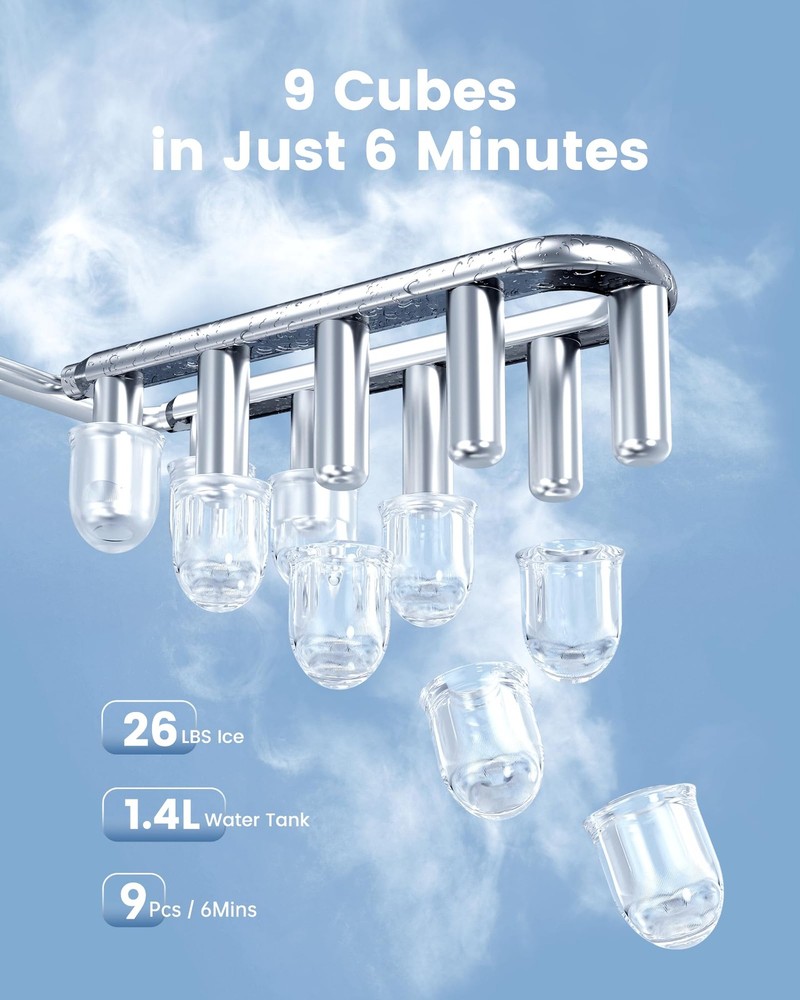 CyberChill Countertop Ice Maker, Portable Machine with Solid Black