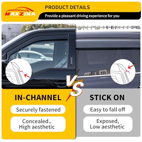 Extended Visor Rain Guards Compatible with 2015+ F150 (Extended Version)