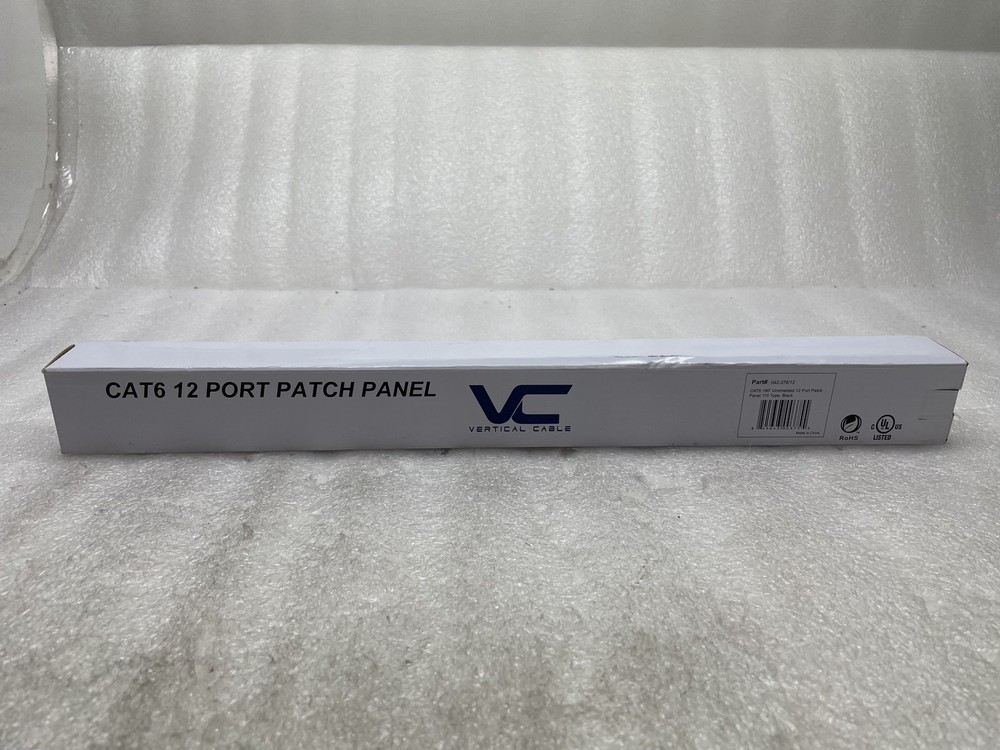 Vertical Cable Cat6 12 Port 19" Horizontal Rackmount 1U Patch Panel