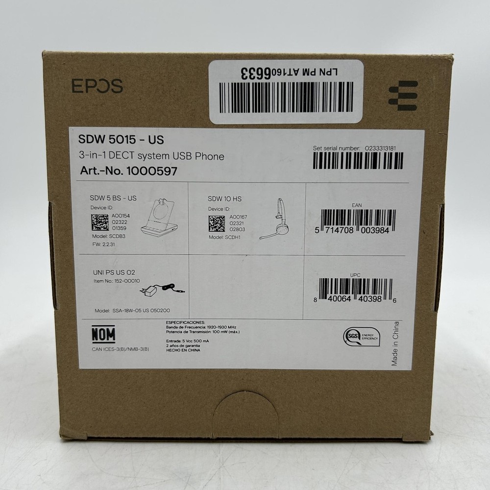 Sennheiser EPOS SDW 5015 Single-Sided DECT Wireless Headset, 506592