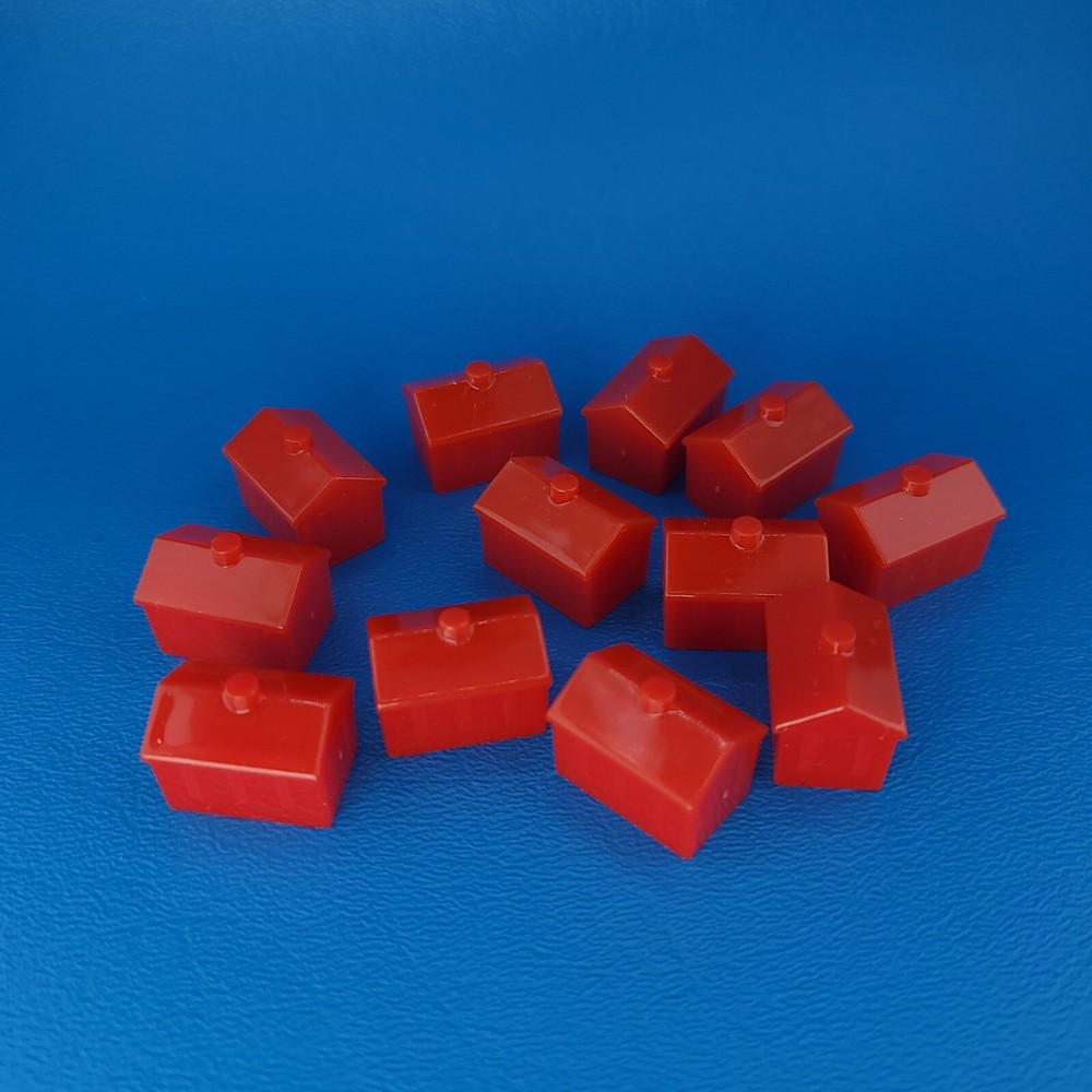 Monopoly 12 Red Hotels Replacement Game Piece Plastic Complete Set