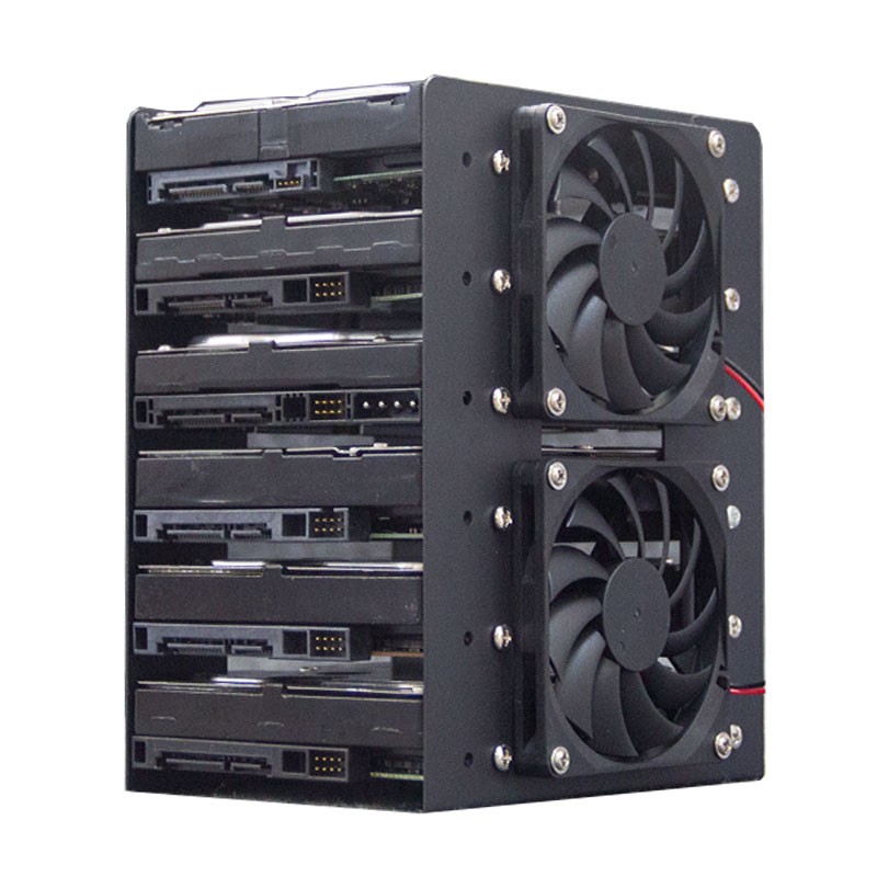 6 Bay 3.5 Inch HDD Hard Drive Mounting Bracket Holder Cage With Cooling Fan