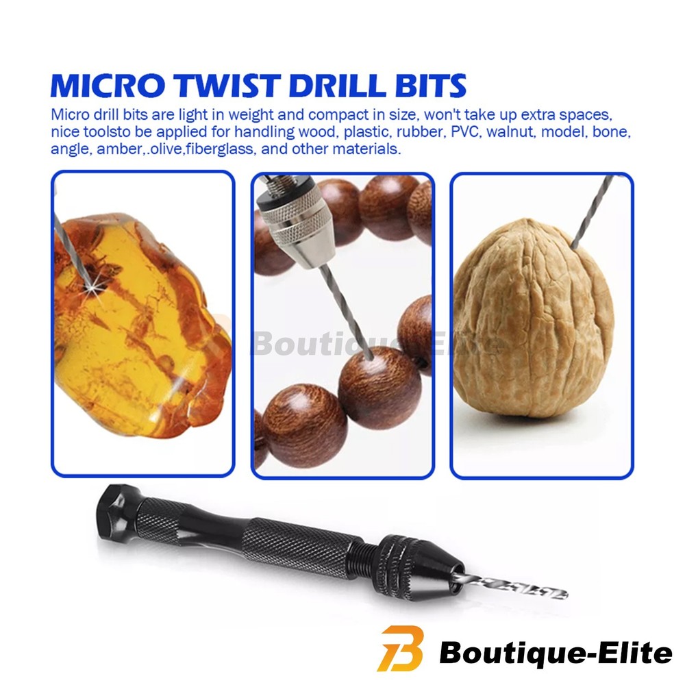 26PCS/Set Hobby Precision Pin Vise Mini Micro Hand Twist Drill Bits Rotary Tool