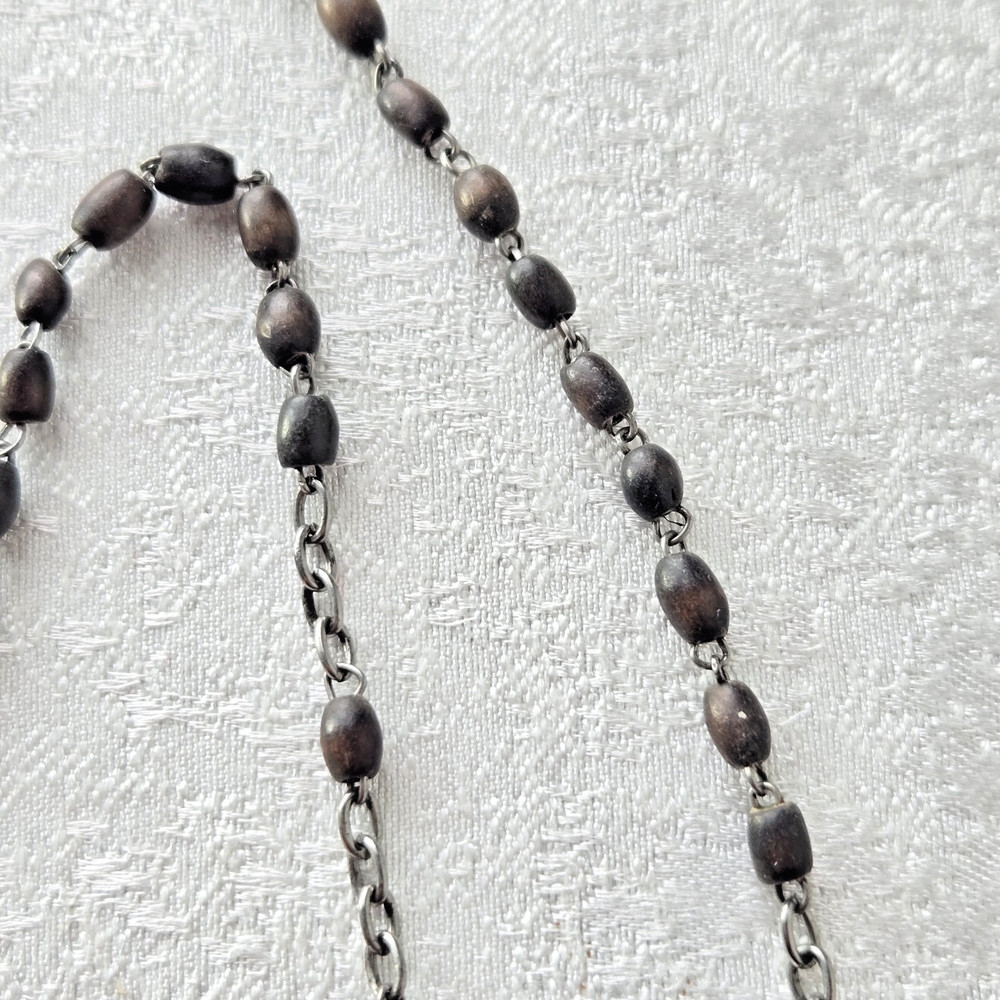 Vintage Catholic Rosary Beads - Black - France