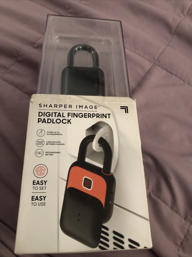 NEW Sharper Image Fingerprint Lock Digital PADLOCK NIB