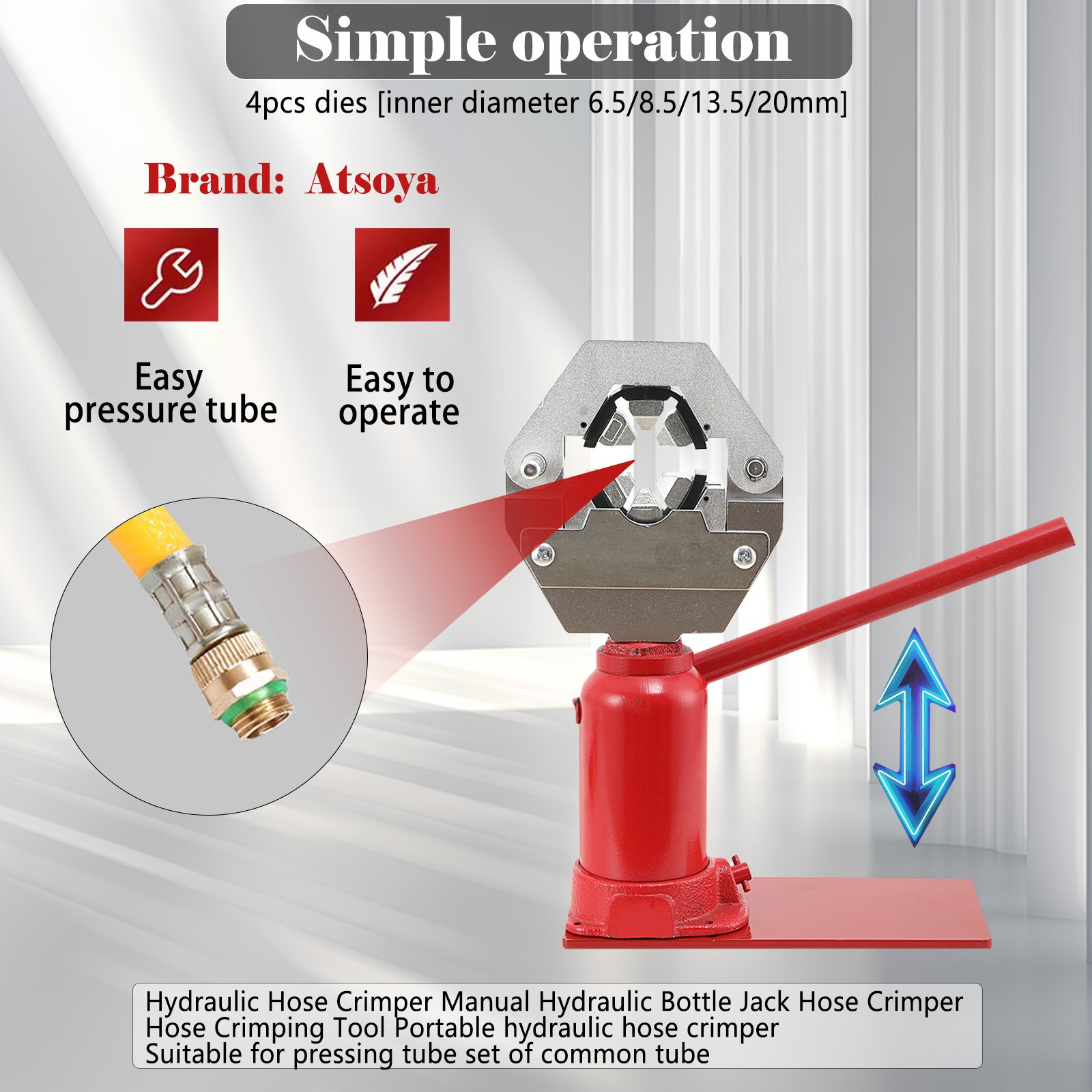 7T Manual Hydraulic Hose Press Machine for 6.5-20 mm Agricultural Sprayer Hose