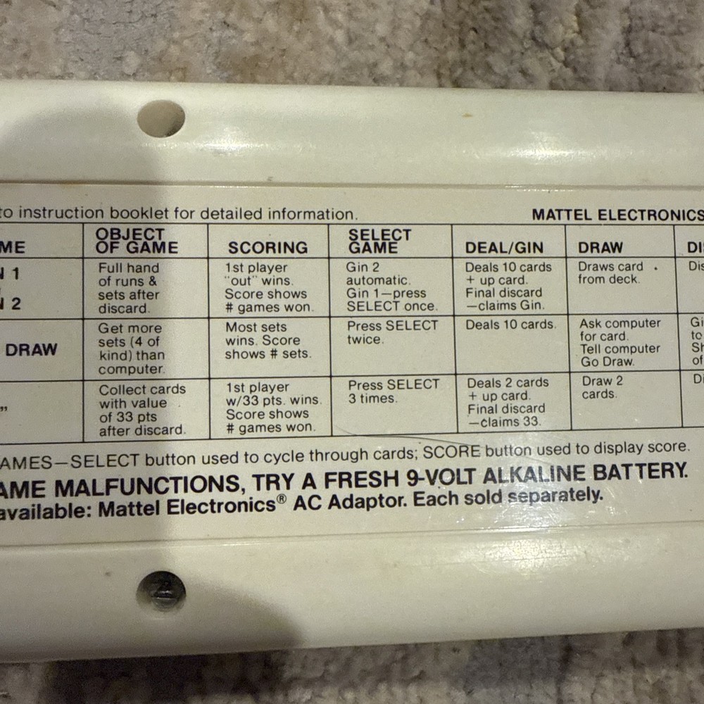 Vtg 1979 Mattel Electronics Computer Gin Handheld Game Console WORKS