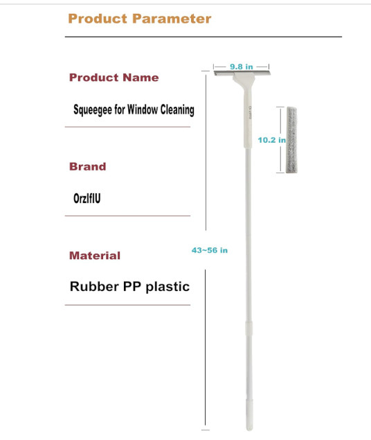 9.8 Inch Extended Squeegee Window Cleaner, 43-56 Inch Adjustable, Replaceable Mi