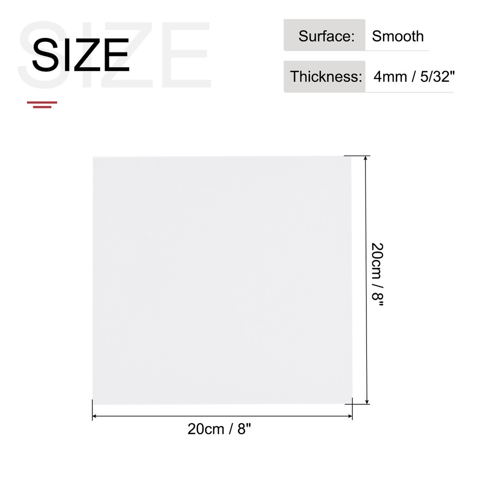 ABS Plastic Sheet 8 x 8 x 0.16" ABS Styrene Sheets White 3 Pcs