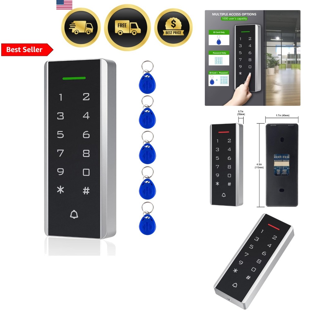 Door Access Control System Keypad ID Card Reader 1000 Users Support 5PCS Keyc...