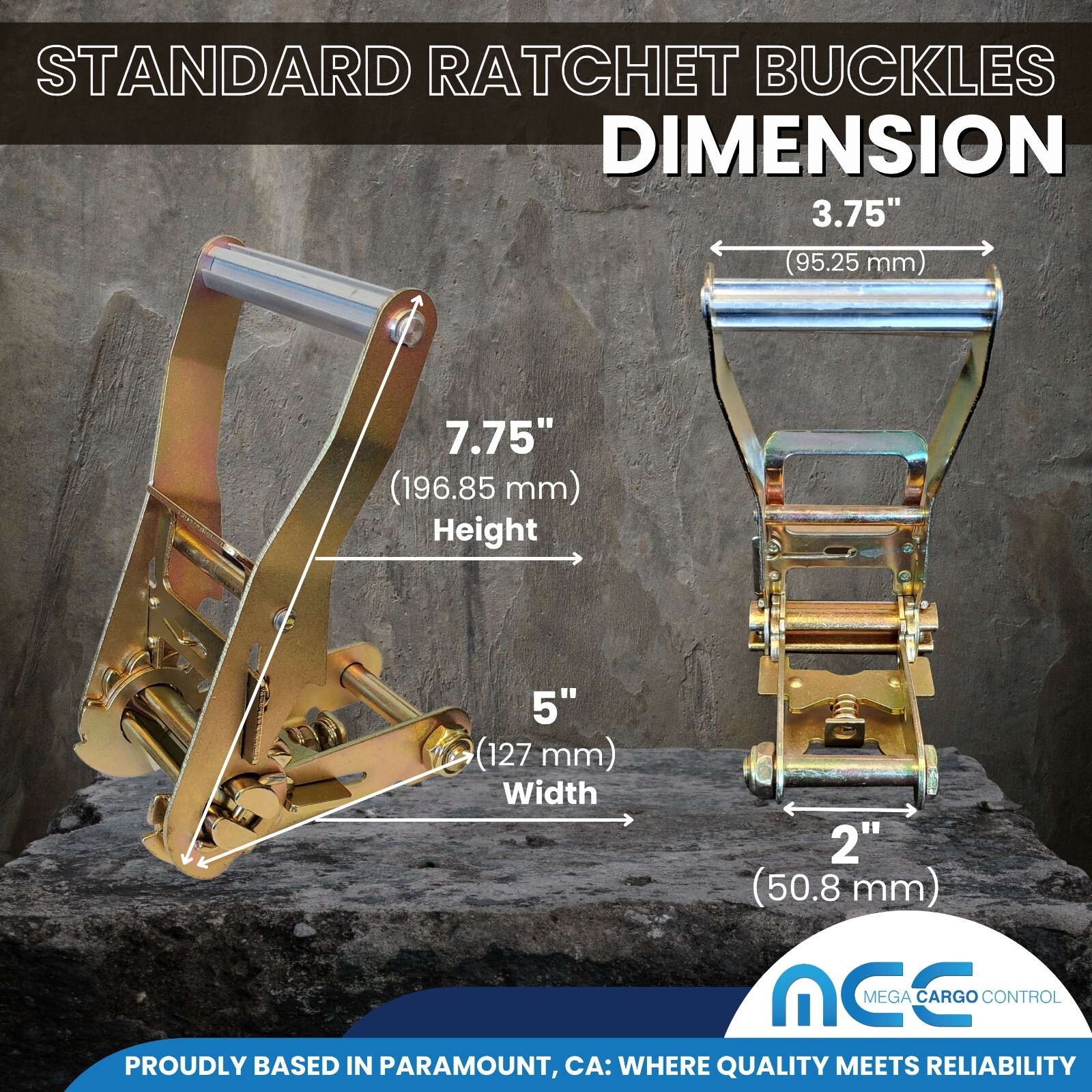 4 Pack 2" Ratchet Buckle for Tie-Down Straps Flatbed Truck Tow Truck Trailer