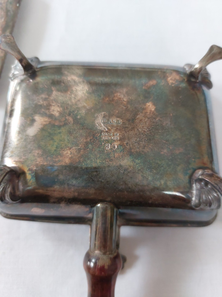 Vintage Silver Plate Crumb Tray Box Silent Butler Dinner Table Etched Hallmark