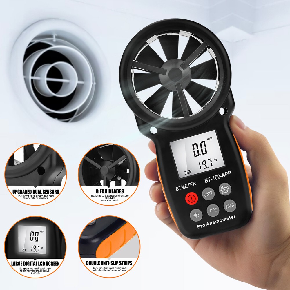 Bluetooth Anemometer Handheld Wireless Anemometer Wind Speed Meter 0.3~30m/s