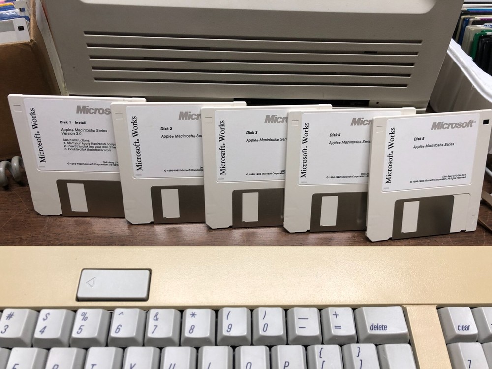 MicroSoft Works v3.0 Software 3-1/2" disks - vintage Mac software