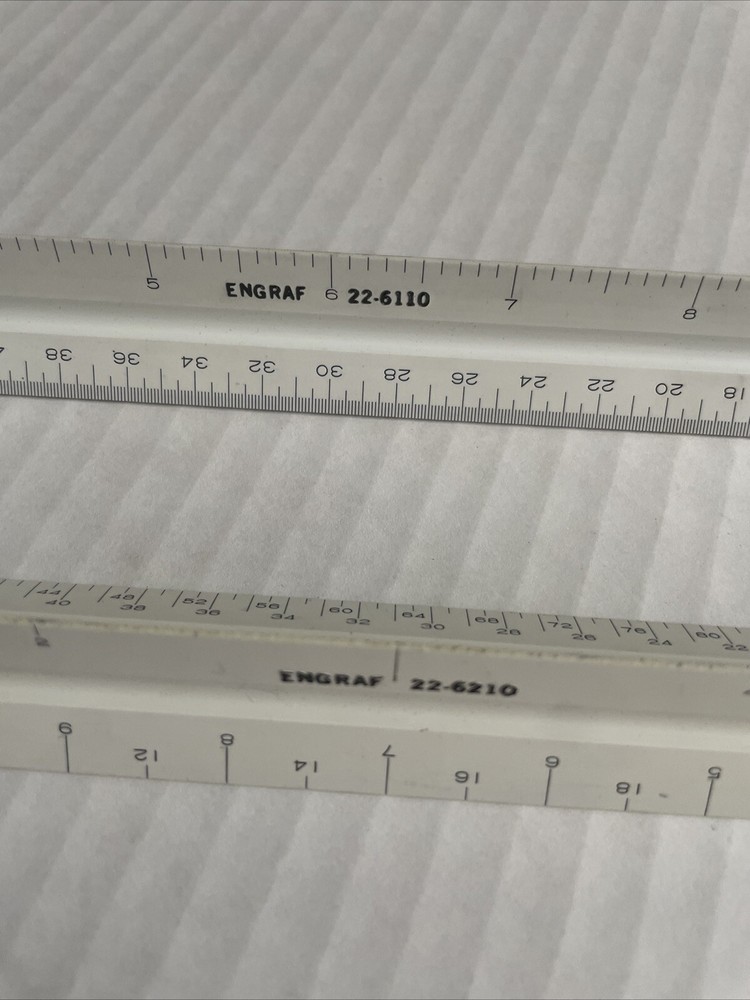 H 2 Pack Architectural Scale Ruler, 12" Triangular Architect Scale Engraf