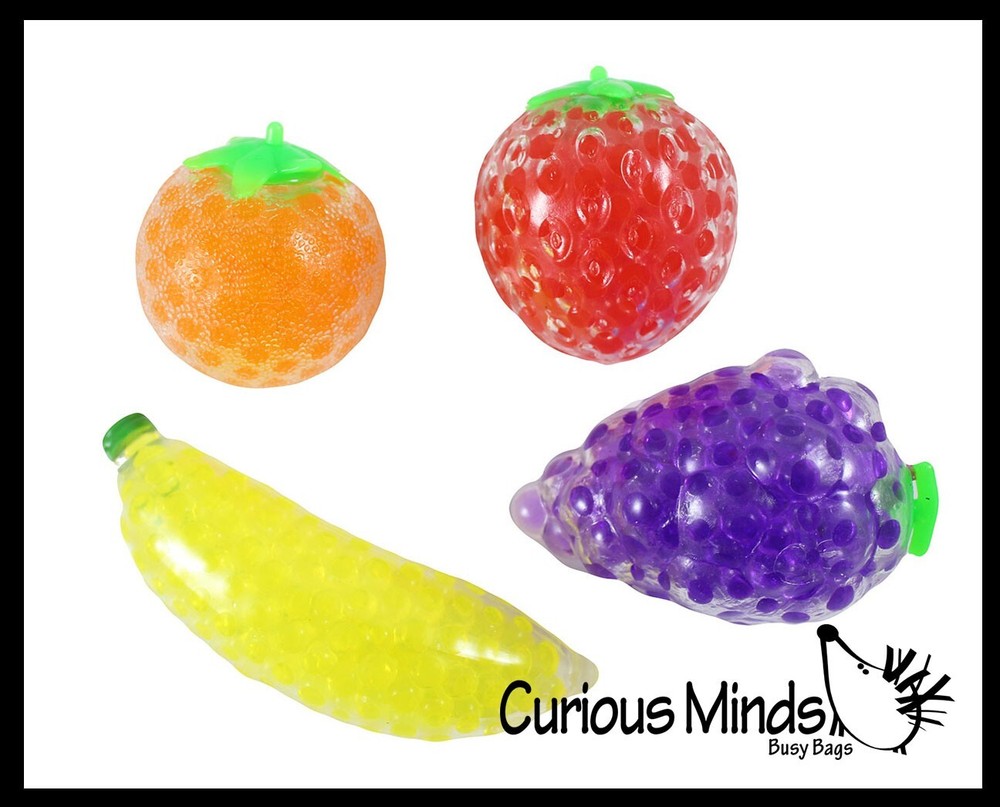 4 Fruit Squeezy Bead Filled Squeeze Stress Ball - Sensory