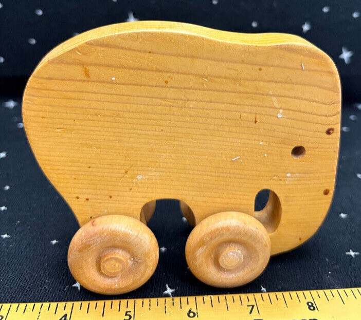 VTG Wood Elephant Pull Toy 5"
