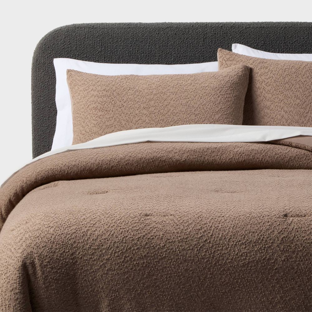 Full/Queen Boucle Comforter Set Brown - Threshold