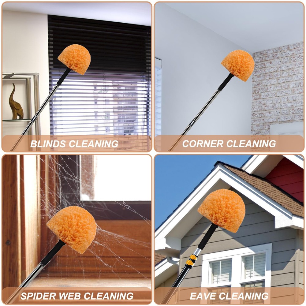 2 Pack Twist-On Cobweb Duster Head Brush – High Efficiency Spider Brush with ...