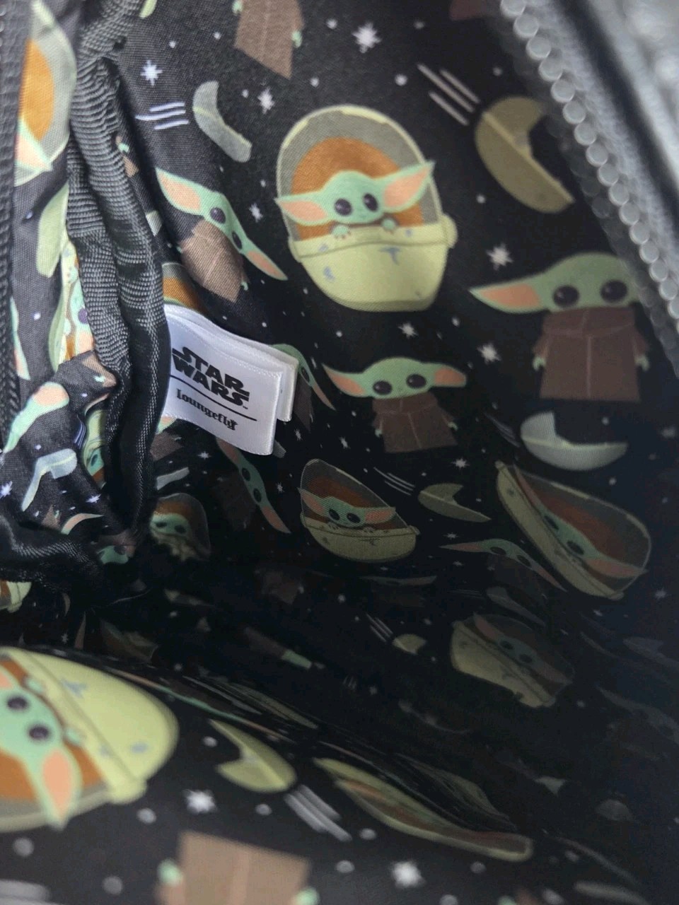 Disney Parks Loungefly Black Grogu Child Star Wars Backpack Wristlet Baby Yoda