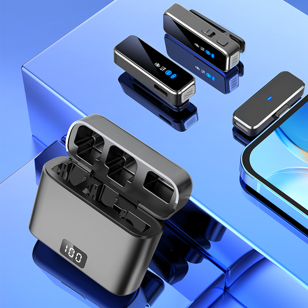 Wireless Lapel Microphone With Charging Box For Android Iphone IOS Mobile Phone