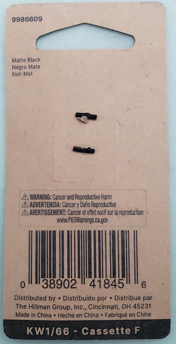 Qty 2 New Minute Key 986609 Black #66 KW1 Brass House/Entry Key Blank