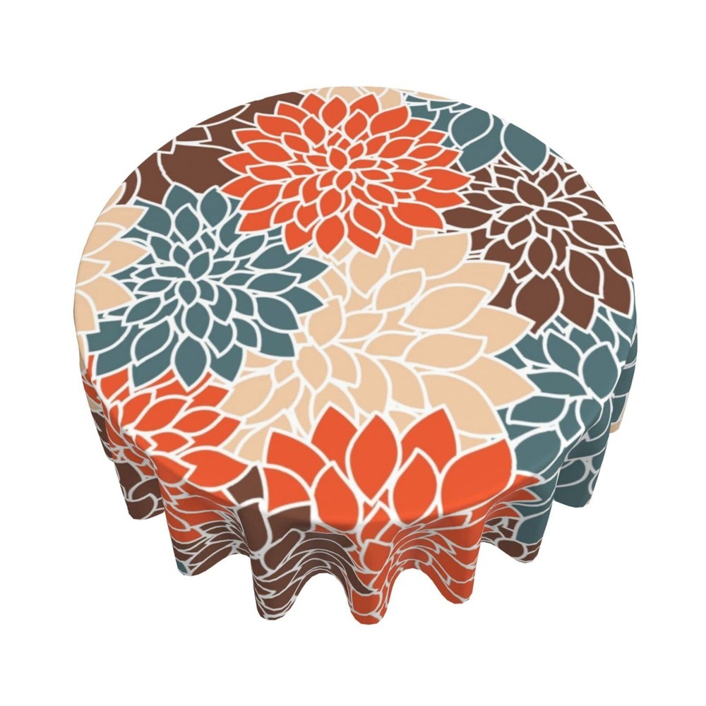 Boho round Tablecloth 60Inch Bohemia Table Cloth,Colorful Tablecloth Polyester
