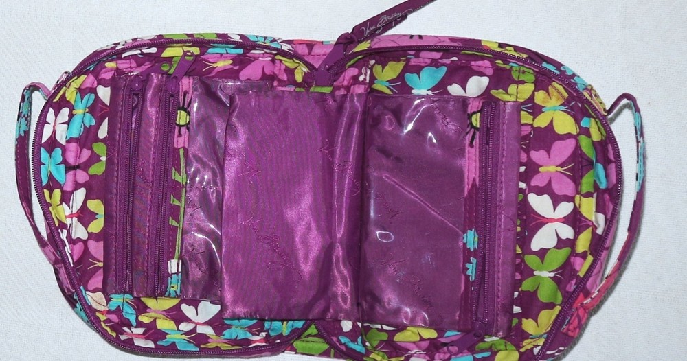 VERA BRADLEY Flutterby Pattern Small Ziparound Travel Makeup Accessory Kit EXC