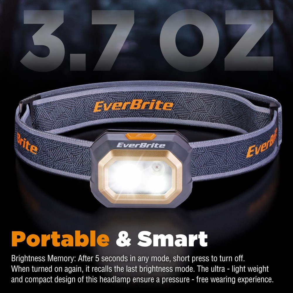 EverBrite Rechargeable Headlamp, 700 Lumens 6 Modes 60° Adjustable Plastic