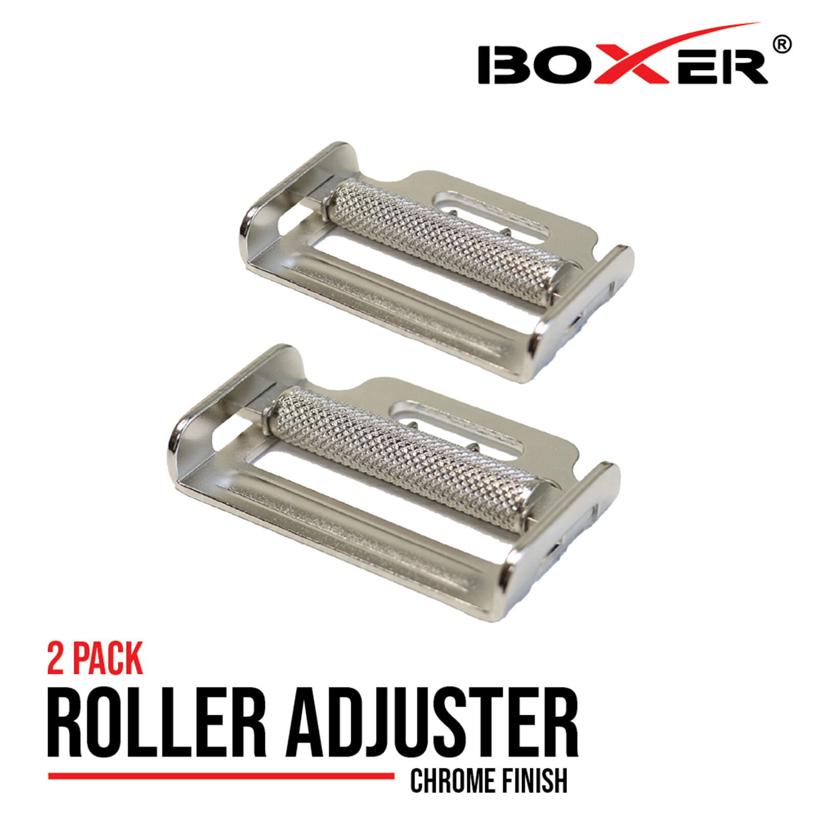Boxer Roller Adjuster w/ Spring Racing Harness 2 Pack Seat Belt Adjuster Chrome